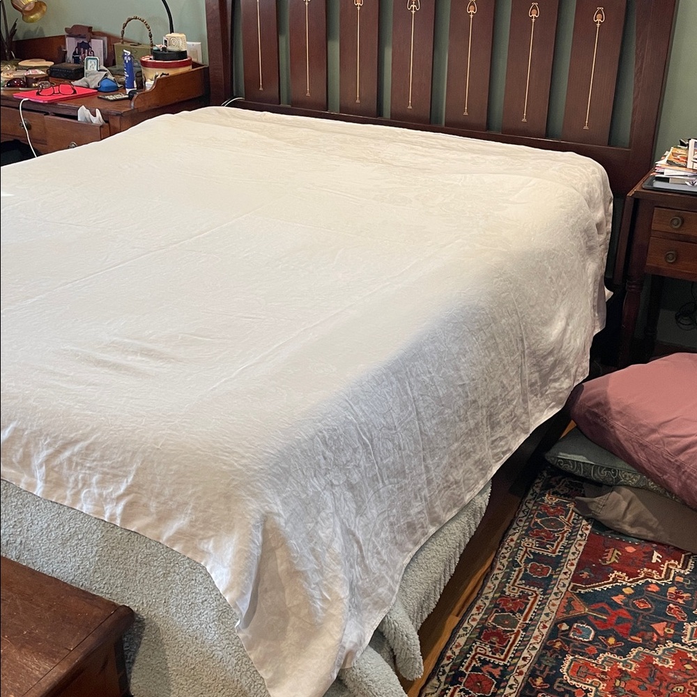 Subtle Floral Textured Fabric coverlet/ tablecloth